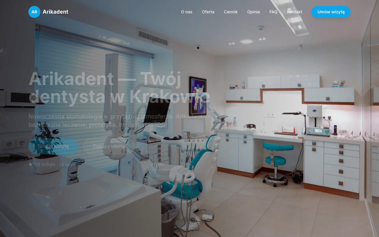 Strona internetowa dla gabinetu stomatologicznego