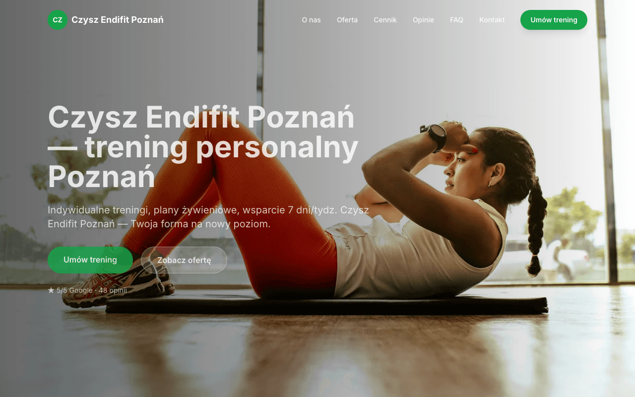 Strona internetowa dla trenera personalnego